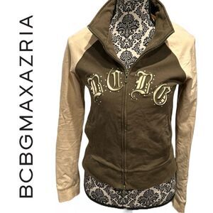 BCBG Maxazria‎ VINTAGE 90’s Zip Front Blinged Sweatshirt